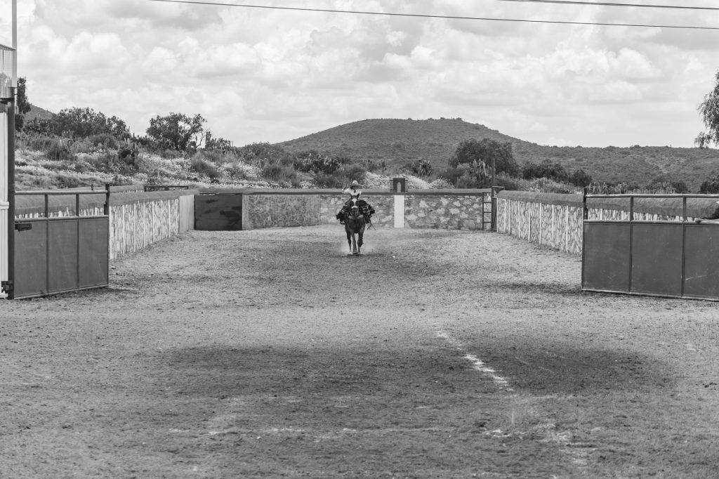 A rider on horseback at a ranch in San Juan Tizahuapan, Hidalgo, Mexico.