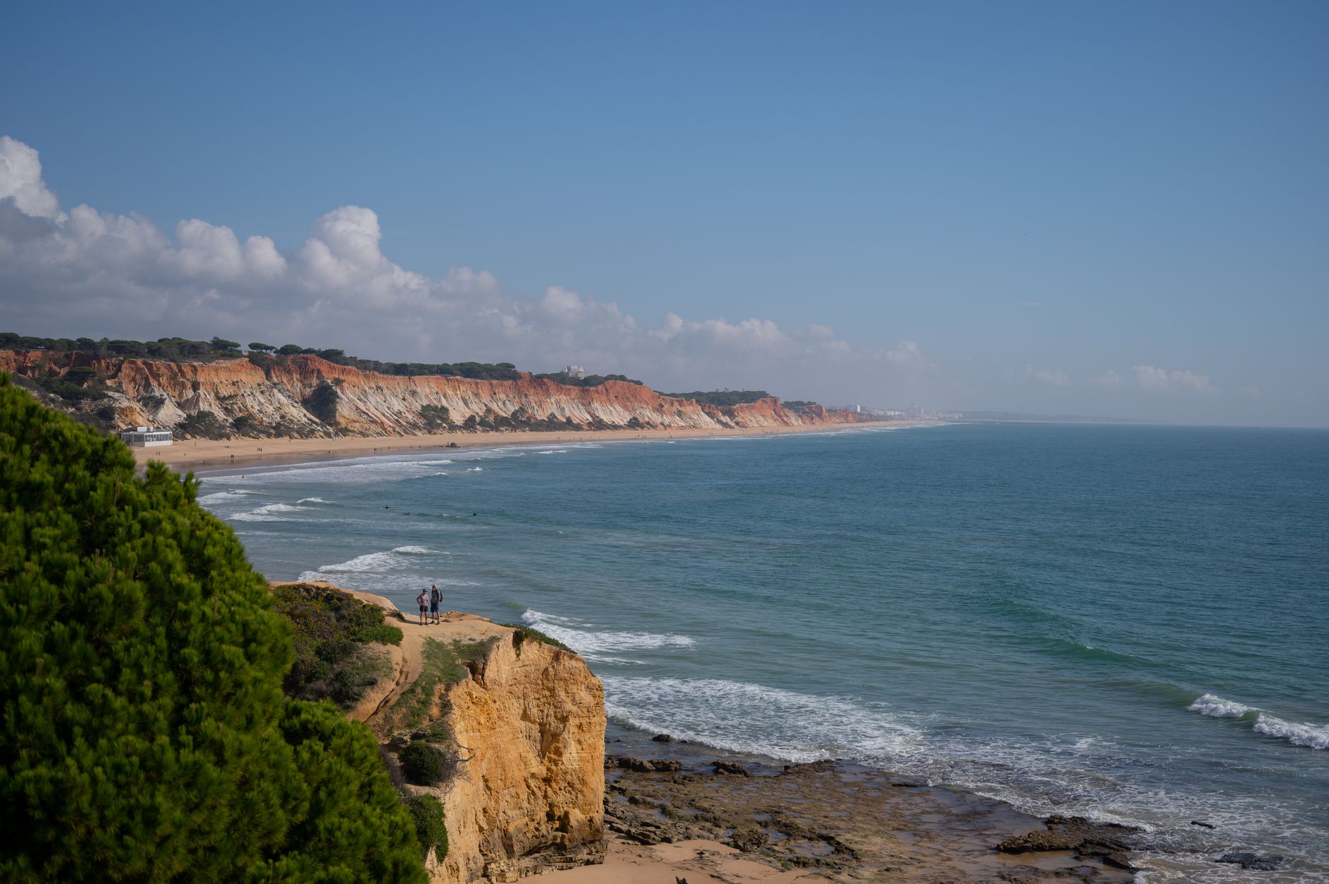 Breathtaking view of Praia de Falesia's cliffs and coastline in Albufeira, Portugal.