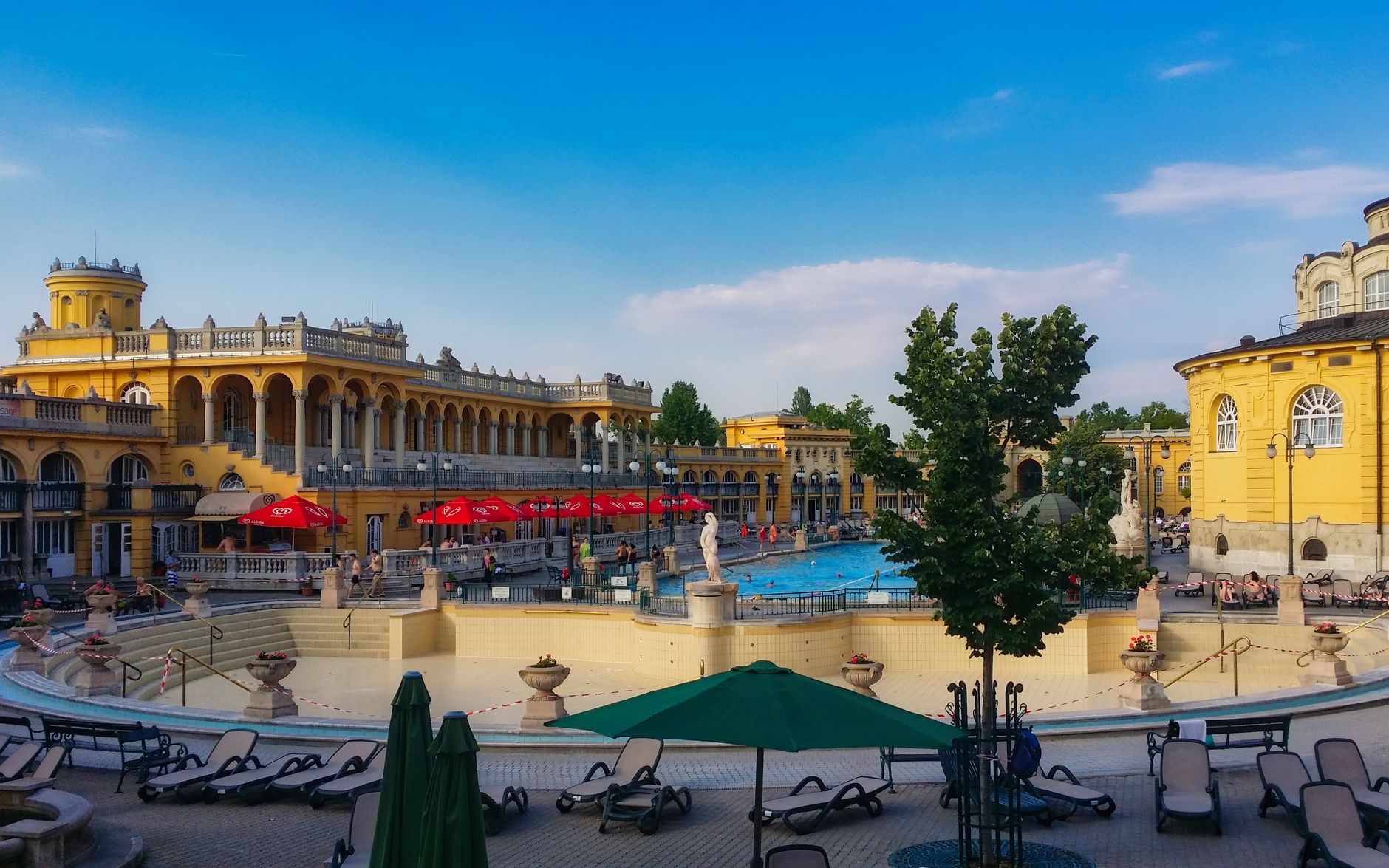 The iconic Széchenyi Thermal Bath with neoclassical architecture and pools in Budapest.