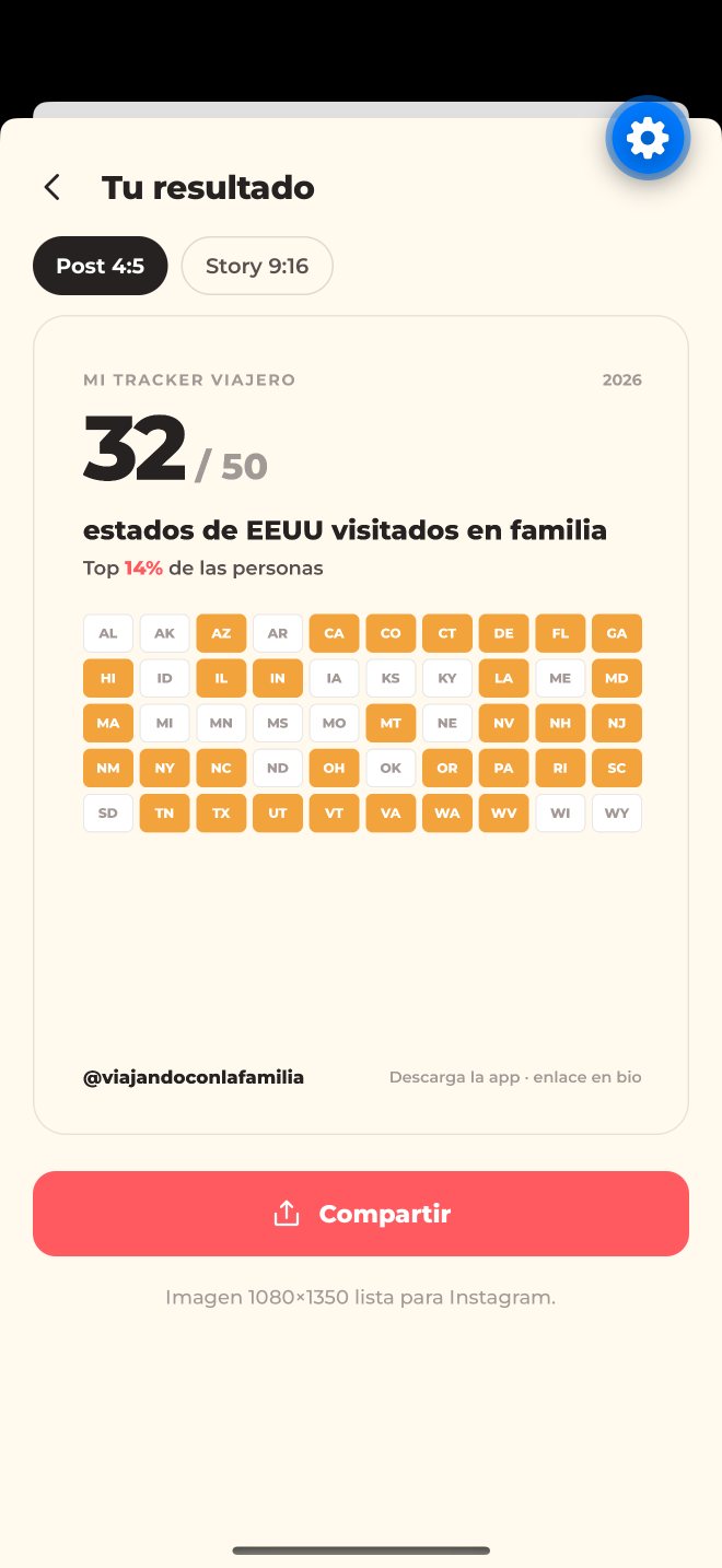 Tarjeta para compartir el resultado en Instagram